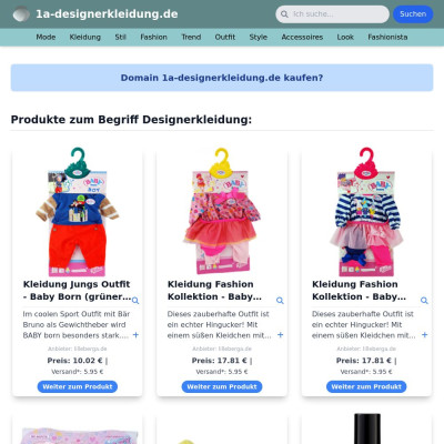 Screenshot 1a-designerkleidung.de