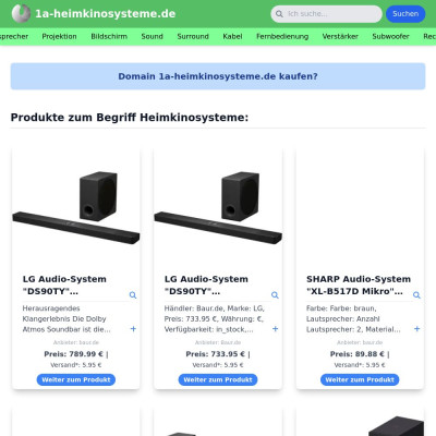 Screenshot 1a-heimkinosysteme.de
