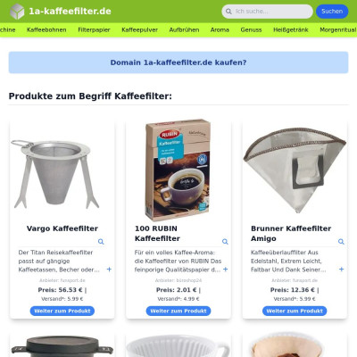 Screenshot 1a-kaffeefilter.de