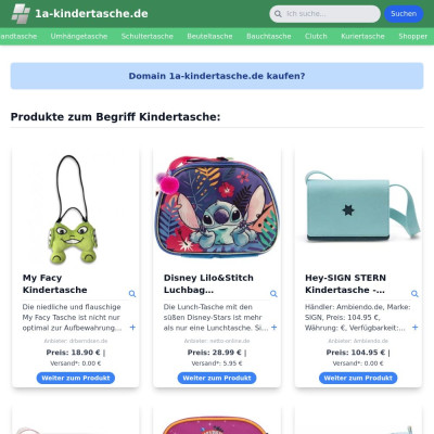 Screenshot 1a-kindertasche.de