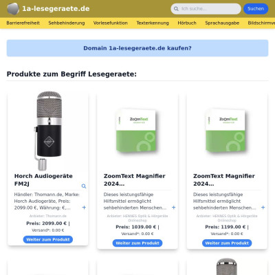 Screenshot 1a-lesegeraete.de