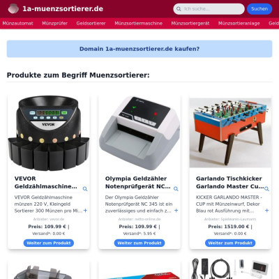 Screenshot 1a-muenzsortierer.de