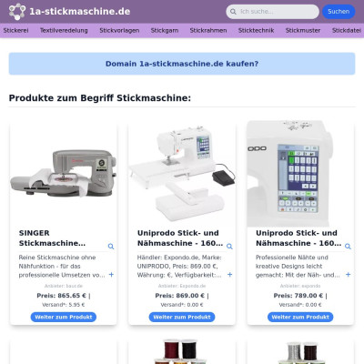 Screenshot 1a-stickmaschine.de