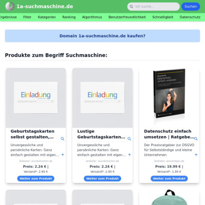 Screenshot 1a-suchmaschine.de