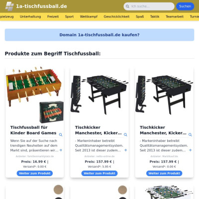 Screenshot 1a-tischfussball.de
