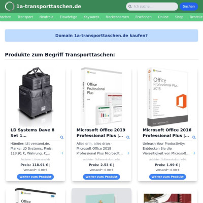 Screenshot 1a-transporttaschen.de