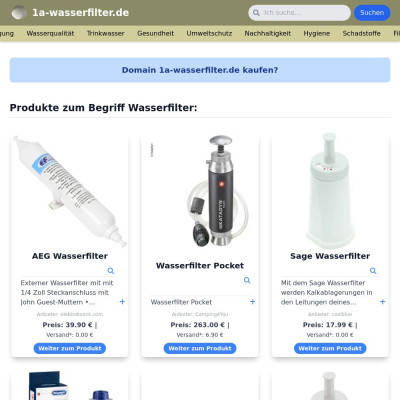 Screenshot 1a-wasserfilter.de