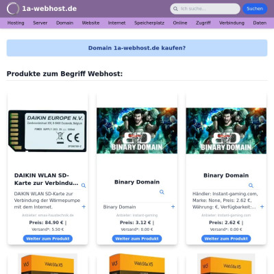 Screenshot 1a-webhost.de