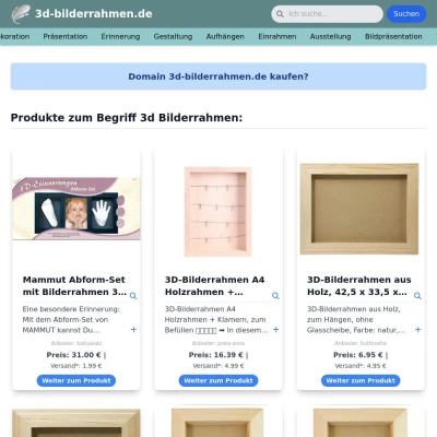 Screenshot 3d-bilderrahmen.de