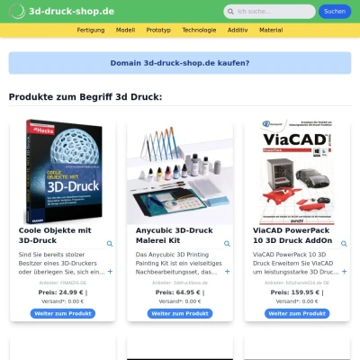 Screenshot 3d-druck-shop.de