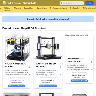 Screenshot 3d-drucker-shop24.de