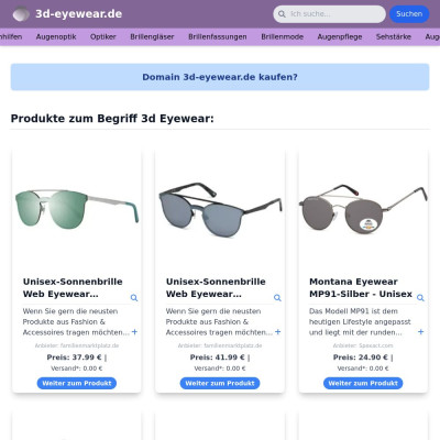 Screenshot 3d-eyewear.de