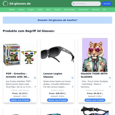 Screenshot 3d-glasses.de