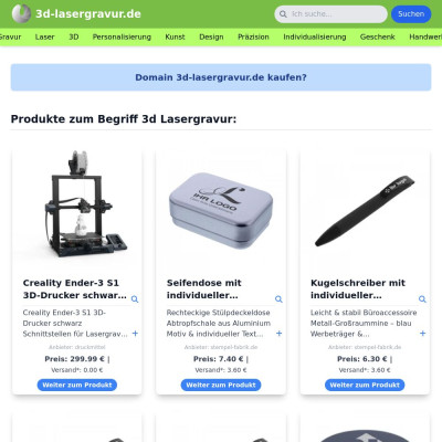 Screenshot 3d-lasergravur.de