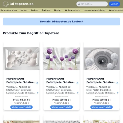 Screenshot 3d-tapeten.de