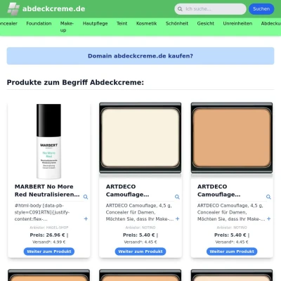 Screenshot abdeckcreme.de