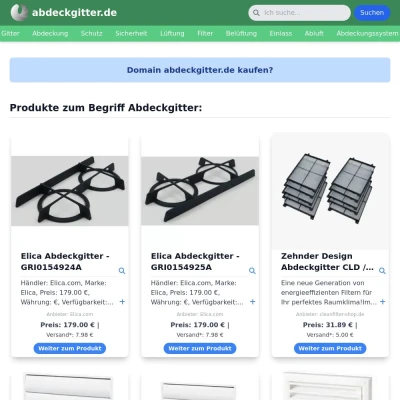 Screenshot abdeckgitter.de