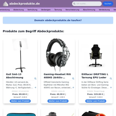 Screenshot abdeckprodukte.de