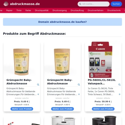 Screenshot abdruckmasse.de