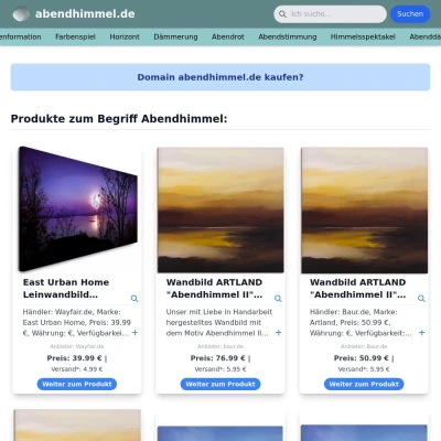 Screenshot abendhimmel.de