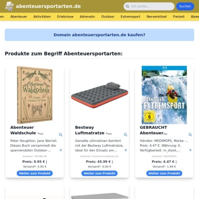 Screenshot abenteuersportarten.de