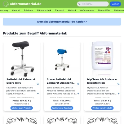 Screenshot abformmaterial.de