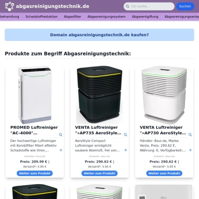 Screenshot abgasreinigungstechnik.de