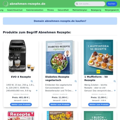 Screenshot abnehmen-rezepte.de