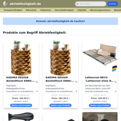 Screenshot abriebfestigkeit.de