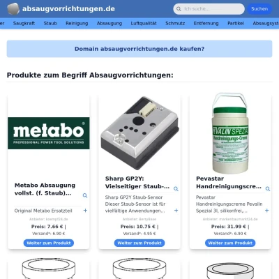 Screenshot absaugvorrichtungen.de