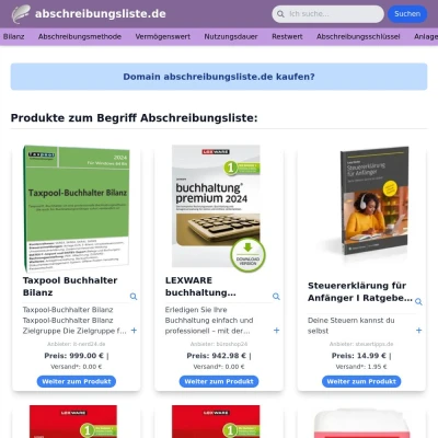 Screenshot abschreibungsliste.de