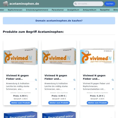 Screenshot acetaminophen.de