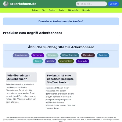 Screenshot ackerbohnen.de