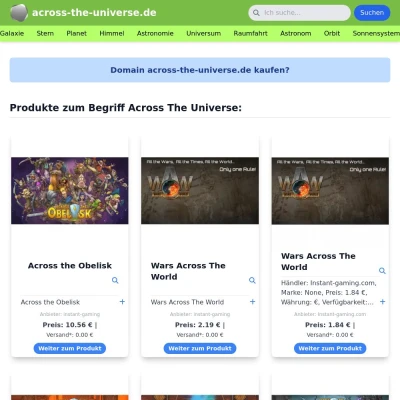 Screenshot across-the-universe.de
