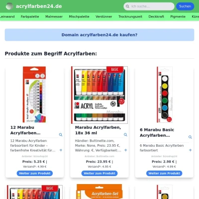 Screenshot acrylfarben24.de