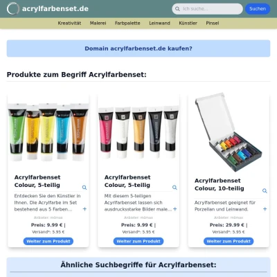 Screenshot acrylfarbenset.de