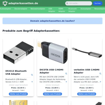 Screenshot adapterkassetten.de