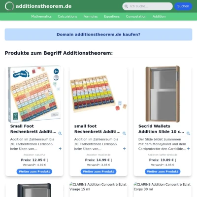 Screenshot additionstheorem.de