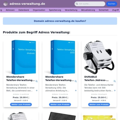 Screenshot adress-verwaltung.de