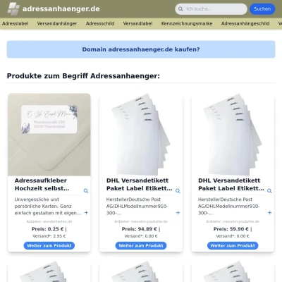 Screenshot adressanhaenger.de