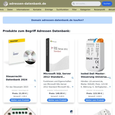 Screenshot adressen-datenbank.de