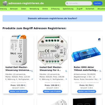 Screenshot adressen-registrieren.de