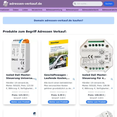 Screenshot adressen-verkauf.de