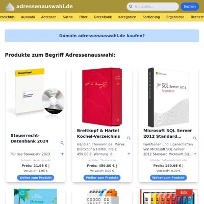 Screenshot adressenauswahl.de