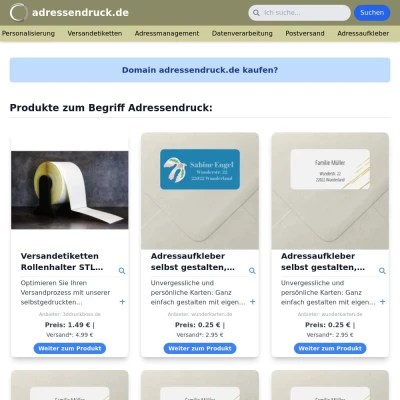 Screenshot adressendruck.de