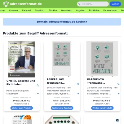 Screenshot adressenformat.de