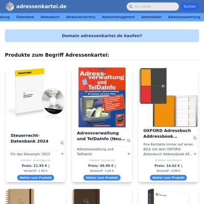 Screenshot adressenkartei.de