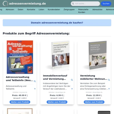 Screenshot adressenvermietung.de