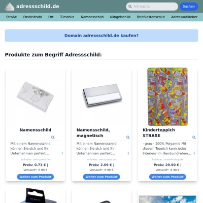Screenshot adressschild.de