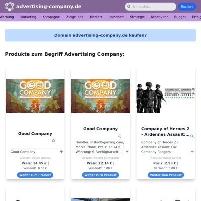 Screenshot advertising-company.de